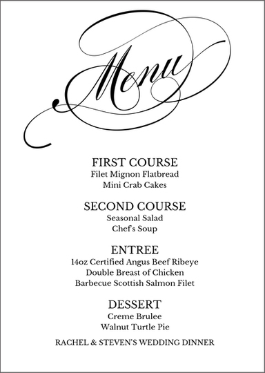 Romantic Script Menu Cards